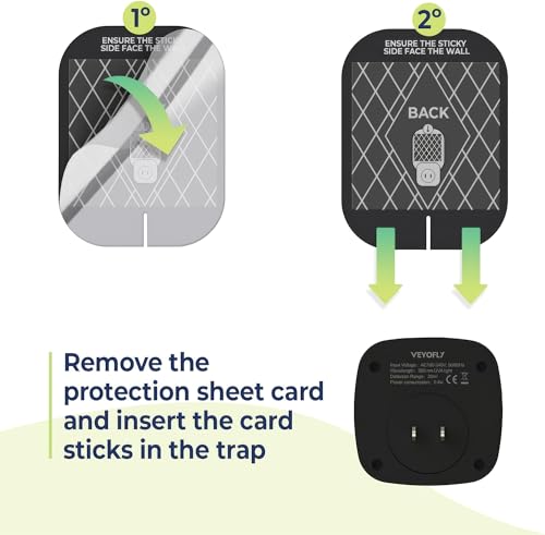 VEYOFLY Fly Trap Indoor Refill, Fruit Fly Traps for Indoors, Gnat Traps for House Indoor,Fly Catcher, Fly Trap,Plug in Catch for Fruit Flies,Moths,Gnats,Mosquito Trap (Pack of 5 Refills-Black)