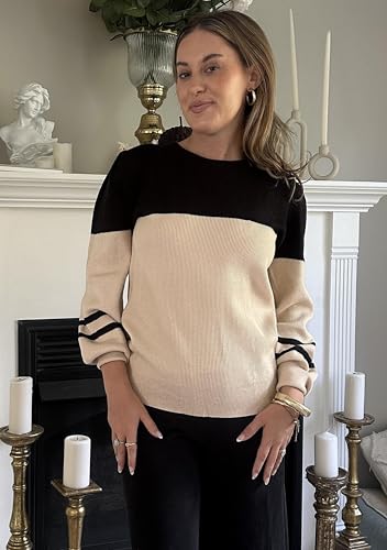 Image of Zeagoo Womens Sweaters Fall 2026 Dressy Casual Long Sleeve Shirts Ribbed Knit Winter Outfits Puff Pullover Jumper Tops