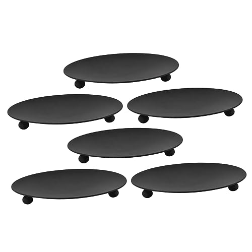 PRETYZOOM 6Pcs Iron Candle Plate Heat Resistant Candle Display Tray for Centerpiece Decor for Weddings Parties and Home Decoration Elegant Matte Finish