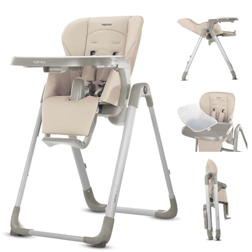 Image of Inglesina My time Highchair, Butter - Adjustable High Chair for Babies & Toddlers, 4 Height & 3 Recline Settings, Collapsible, Tool-Free Assembly, BPA Free, Removable Tray for Easy Cleaning