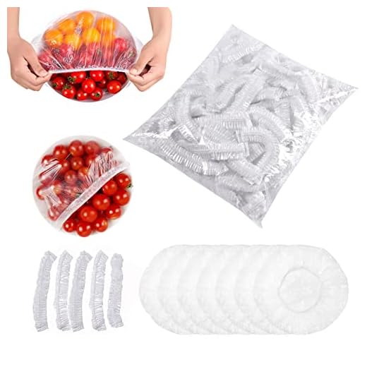 Bolsas Conservación Fresca, 300 Piezas Cubiertas Almacenamiento Elásticas Plástico Bolsas de Alimentos Frescos Cubierta de Alimentos, para la Protección de la frescura Vegetal