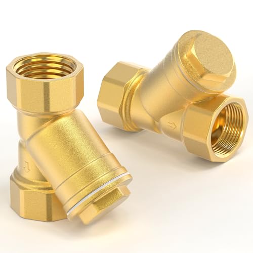 Image of GASHER 2PCS Brass 3 /4 inch Female Y Strainer Mesh Filter Valve for Water Oil Separation