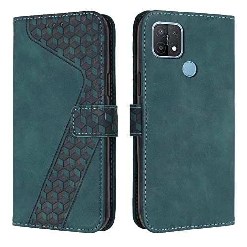 OKZone Cover per Oppo A15/OPPO A15S/A35, Custodia in PU Pelle per Oppo A15/OPPO A15S/A35, Custodia a Libro Protettiva Folio Portafoglio con Magnetica e Slot per Carte Wallet Case Flip Cover (Verde)