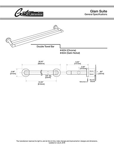 Image of Gatco 4634 Glam Double Towel Bar, Chrome, 24 Inch, Double Bar