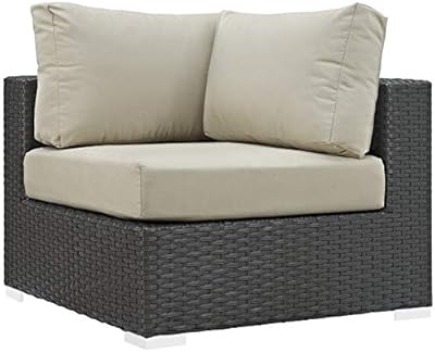 Amazon Com Hawthorne Collections Patio Corner Chair In Canvas Antique Beige Garden Outdoor