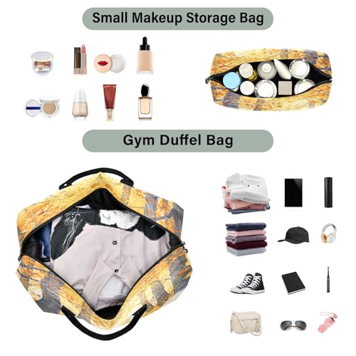 Weekender Bags Travel Duffel Gym Bag Children's Books Illustrate Winding Roads in Golden Maple Forests Squirrels Running with Acorns Mu Carry on Overnight Tote Bag with Toiletry Bag for Airplane Tra4