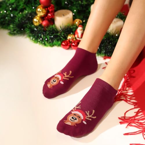 Image of Mint & Oak Low Cut Ankle Women Socks, Christmas Gift Quirky Socks For Friends, Cute Funky Socks, Christmas Secret Santa Gifts For Women