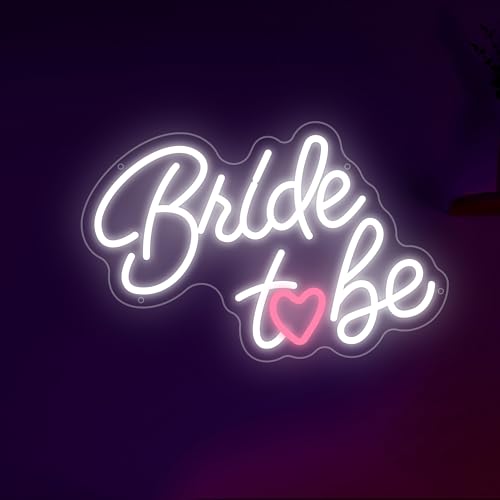 Image of Bride to be Neon Sign, White LED Neon Light Signs USB Wedding Light Signs for Bridal Shower Bachelorette Engagement Party Backdrop