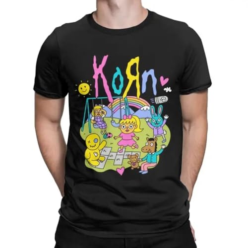 Korn Issues Rock Band Men's T Shirt Amazing Tees Short Sleeve Round Neck T-Shirts Black L