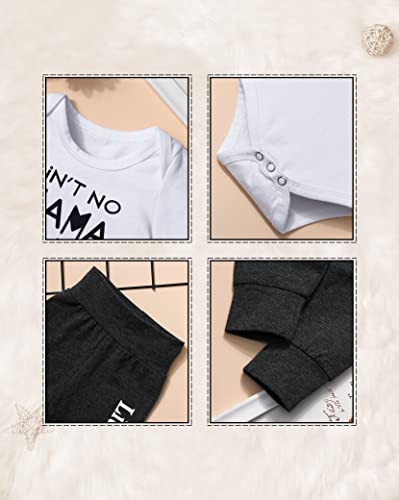 Fommy Newborn Baby Boy Clothes Ain't No Mama Letter Print Bodysuit+Little Man Pants+Hat 3Pcs Outfits Set 6-9Months #TOP4