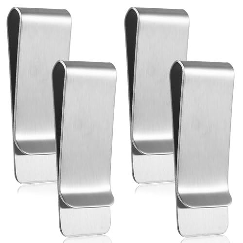 SANDUNKEJI 4 Pcs Pince a Billet, Pince à Billets en métal à Ressort, Porte Billets de Banque, Pinces à Billets en Acier Inoxydable pour Hommes et Femmes...