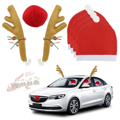 SJUNJIE Rentiergeweih Auto Deko Weihnachtsdeko Auto, Rentier Auto...