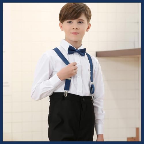 Miayical Ensemble Bretelles et Nœud Papillon Enfant - Style Rétro avec 3 Fermoirs - Ajustable 65cm pour Garçon & Fille 1-8 Ans - Idéal Mariage, Fête – vue 5