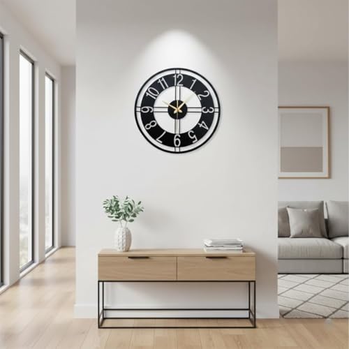 Image of Morden Metal Wall Clock for Living Room, Bedroom, Office, Kitchen, Stylish Wall Clock for Home and Hall, Designer Big Size Modern(DA-256, 50CM)