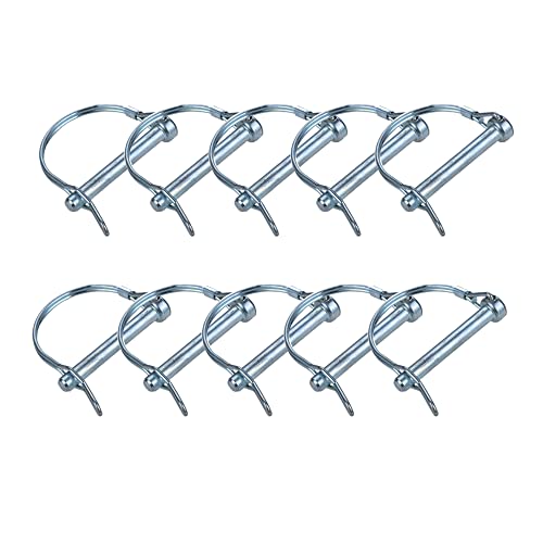 10 Pcs Trailer Coupler Pin 1/4"X2-3/4" (6X70Mm) Stainless Steel Pto Shaft Pin Heavy-Duty Round Arch Wire Shaft Locking Pin Safety Coupler Pin Retainer For Farm Wagons Lawn Garden (Silver) #TOP8