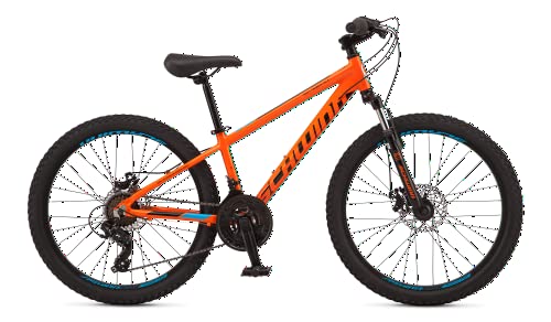 Image of Schwinn High Timber ALX Mountain Bike for Youth Boys Girls, 24-Inch Wheels, 21-Speeds, Front Suspension, Aluminum Frame, Mechanical Disc Brakes, Orange