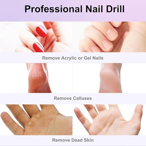 COSLUS C20 Cordless Portable Electric Nail Files: Professional Nail Drill Kit for Acrylic Gel Nails Rechargeable Manicure Pedicure Tools for Shaping Polishing - Image 3