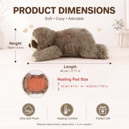 Image of Sloth Heating Pad for Period Cramps USB Power Heated Plush Stuffed Animal