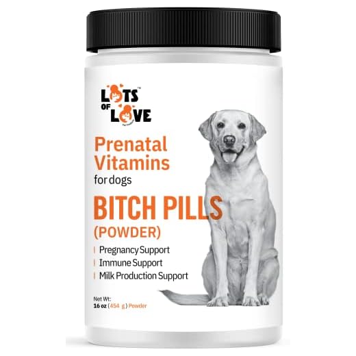 Bitch Pills Powder - Prenatal Vitamins for Pregnant Dogs (Earlier Thomas Pet) - Folic Acid, DHA, Calcium, Iron, Vitamin A, B12, C, E Supplements for Dog (Liver, 1 Pound)