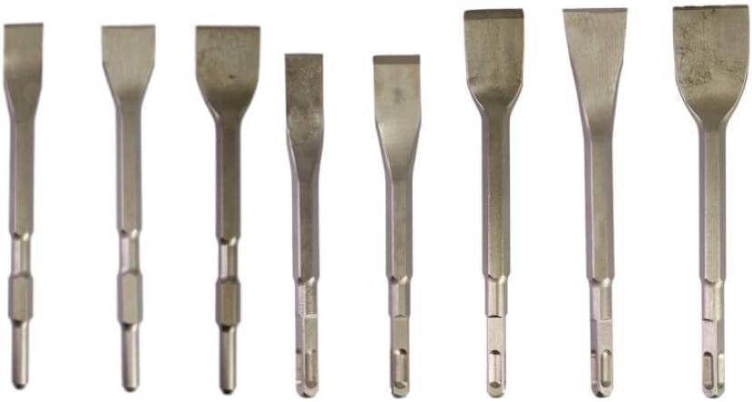Lot de 7 burins SDS Plus pour maçonnerie, béton, marteau rotatif avec pointe plate, large et inclinée