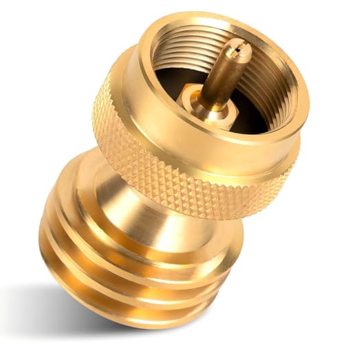 BEEDEFUL 1lb Propane Tank Adapter Propane Adapter 20lb to 1lb Converter Universal QCC-1 & P.O.L. Connections Solid Brass BBQ Grills Camping Stoves Leak-Proof Outdoor Propane Accessory