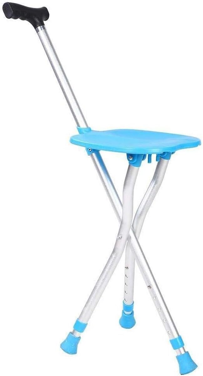 Bastones con Silla Plegable Bastón para Trípode Ajustable A La Altura Bastón Ortopédico Ayuda para Caminar Silla Asiento Muleta para Ancianos Y Discapacitados Mango Ergonómico