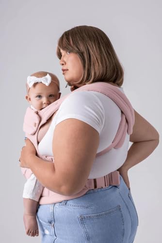 Image of Mabē Monarch Ergonomic Baby Carrier – Premium Cotton Soft Structured Newborn to Toddler Carrier with Hip-Healthy Design, 3 Carry Positions (7-35lbs), Lightweight & Breathable, (Blush Dawn)