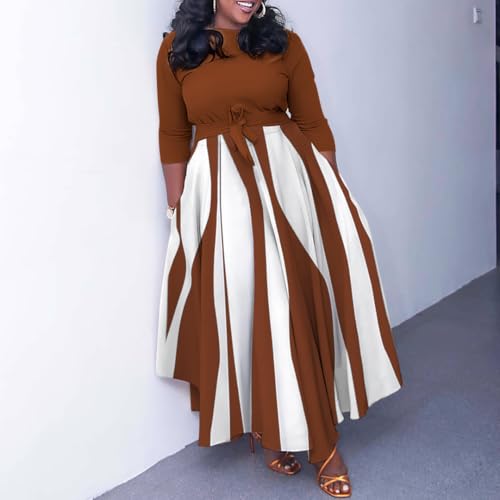 Image of BFFBABY Casual Dress Plus Size Formal A Line Dresses for Women Fall Long Dresses with Sleeve Casual Belted