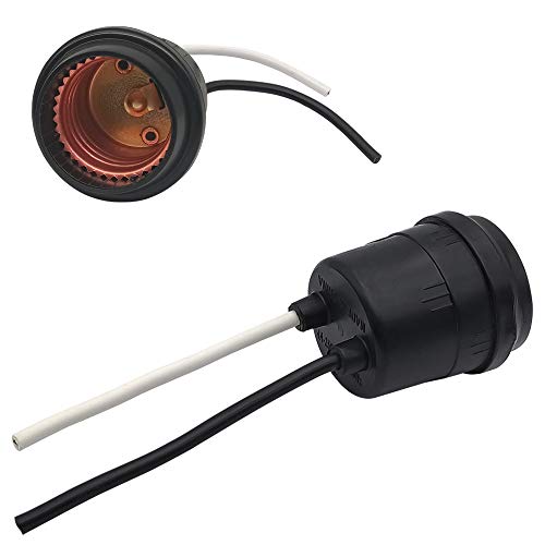 Waterproof Lamp Socket, 12 Pack Black Pigtail Lamp Socket, Thick Copper Wire, E26/E27 Fully Sealed Rainproof Pigtail Light Sockets, 250V-660W (12) #TOP2