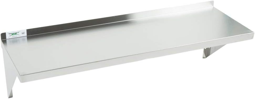 TableTop King 18 Gauge Stainless Steel 15" x 48" Solid Wall Shelf