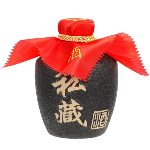 UKCOCO Leerer Spirituosenbehälter aus Glas mit Rotem Deckel...