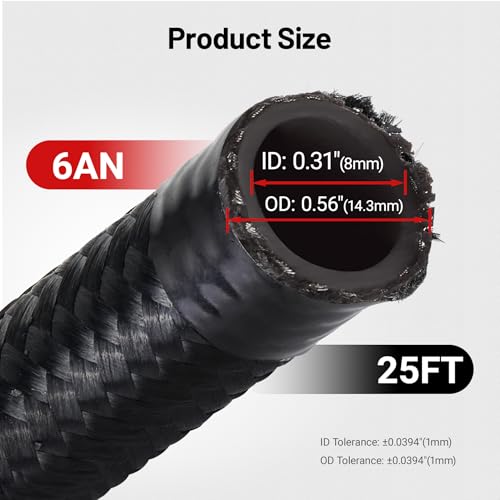 EVIL ENERGY 6AN Fuel Line, AN6 Braided Fuel Hose Nylon CPE 25FT Black - Image 4