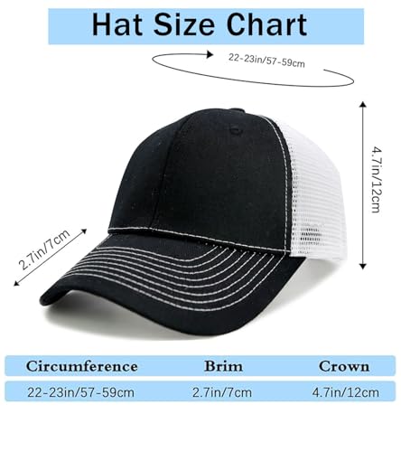 Image of 2-Pack Breathable Mesh Snapback Trucker Hats, Adjustable Baseball Caps for Men Women, Cotton-Poly Twill Outdoor