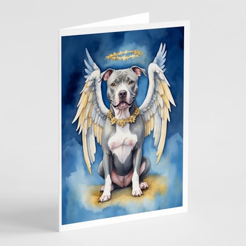 Caroline's Treasures Pit Bull Terrier My Angel Greeting Cards Pack of 8 Blank Cards with Envelopes Whimsical A7 Size 5x7 Blank Note Cards