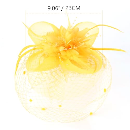 Image of DRESHOW Women Fascinator Hats Tea Party Hat Vintage Pillbox Hat Headband for Cocktail