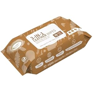 Air Jungles 3in1 Leather Cleaner Wipes 70 Count, Extra Large 8″ x 10″ Size, Clean Condition Protect Wipes for Vinyl and Leather Apparel Furniture Auto Car Interior Shoes Boots Bags