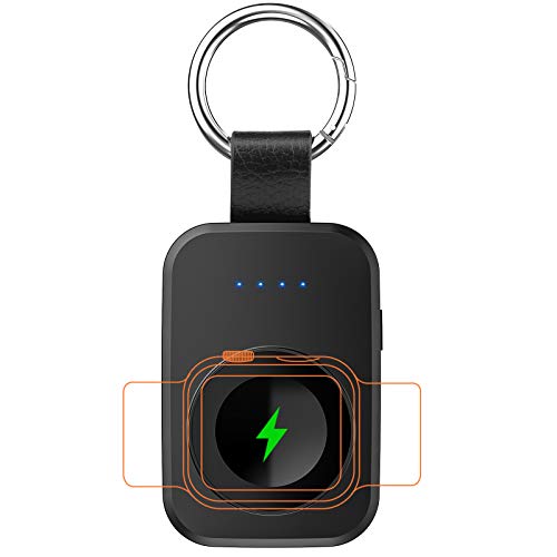 Portable Wireless Charger Compatible For Apple Watch Series 8/Uitra/7/6/5/4/3/2/Se/Nike, Compact Magnetic Iwatch Charger 1000Mah Extra Power Bank Keychain Style Gift Your Father Mother Birthday-Black #TOP4