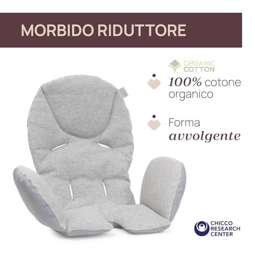 Chicco Polly Armonia Seggiolone Evolutivo Pappa per Bambini da 0 Mesi a 40 kg, Sedia Evolutiva, Seggiolone Reclinabile a Sdraietta con Altezza e Poggiapiedi Regolabili, 4 Ruote, Compatto, Grigio - 9