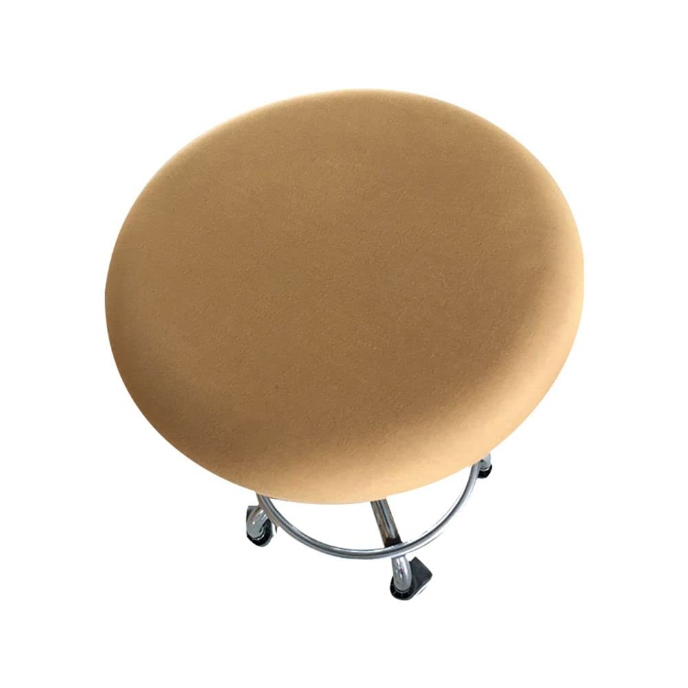 Generic Round Stool Covers Bar Stool Seat Covers Elastic Seat Cover Chair Protector Washable Chair Seat Cushion Slipcover for 14-17 Inch Chair(Camel),