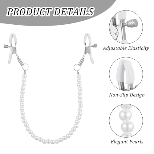 Pearl Nipple Clamp Stainless Steel Adjustable Nipple Clips Non Piercing Nipple Jewelry, Body Chain for Women Body Jewelry with Chain Necklace Fake Nipple Piercing Rave Accessories3