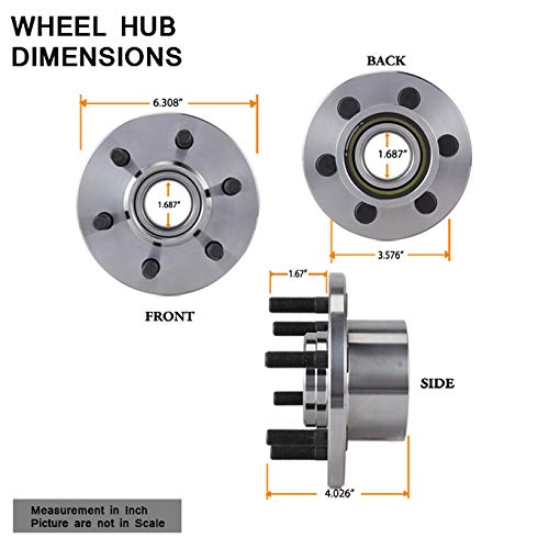 AKKON - for 1998-2003 Durango | 1997-2004 Dakota 2WD Front Wheel Hub & Bearing & 6 Lug Bolt 515032 Replacement