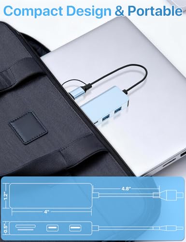 Extensor multipuerto USB C de aluminio premium con transferencia USB 3.0 y ranuras SD 5