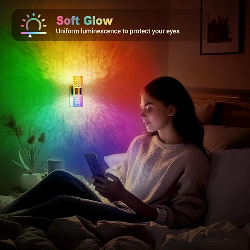 Image of JandCase Night Lights Plug into Wall,2 Pack Color Changing Night Light for Kids, 3000K+RGB LED Nightlight with Dusk to Dawn Sensor, 10 /50 /100LM Adjustable Brightness for Rooms Decor