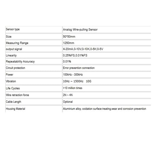 Codificadores de cadena sensor de 4-20 mA HY50MA con codificador de tracción de cable 1250 mm 5