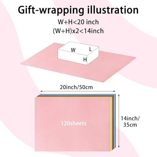 Image of 120 Sheets 20 inchX14 inch Colored Tissue Paper for Gift Bags Wrapping, Art Tissue Paper Bulk for Weddings Birthday Party Crafts Decoration, 10 Colors