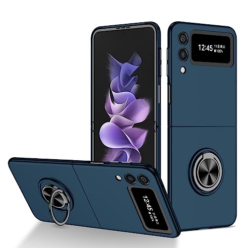 Coque Samsung Z Fold 2 antichoc rigide bleue avec support magnétique et bague de luxe