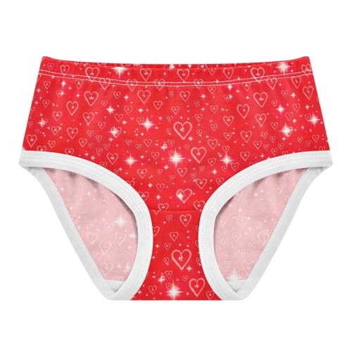 Red Hearts Sparkling Stars Toddler Underwear Custom 2t Cotton Panties for Girl Florals Briefs Kids Undies