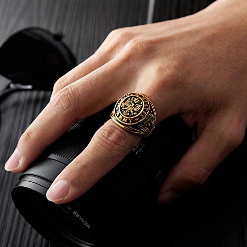 TEMICO Men's Stainless Steel Domineering Vintage United States Army Military Ring Gold/Silver Color4