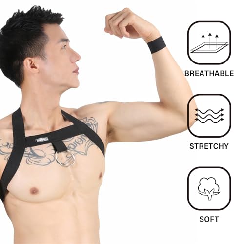 Image of Mens Harness Belt Nylon Elastic Body Shoulder Strap Sexy Halter Club Wear Cosplay Costume