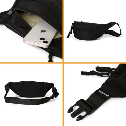 Image of Tressential Waist Bag for Men Women | Cross Body Fanny Pack Sling Bag for Hiking, Travel, Camping, Outdoor Sports, Cycling | Money Belt with Adjustable Strap (Black)
